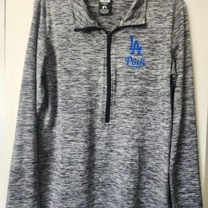 PINK Victoria's Secret Gray Zip-Up Sweater with Blue Accents